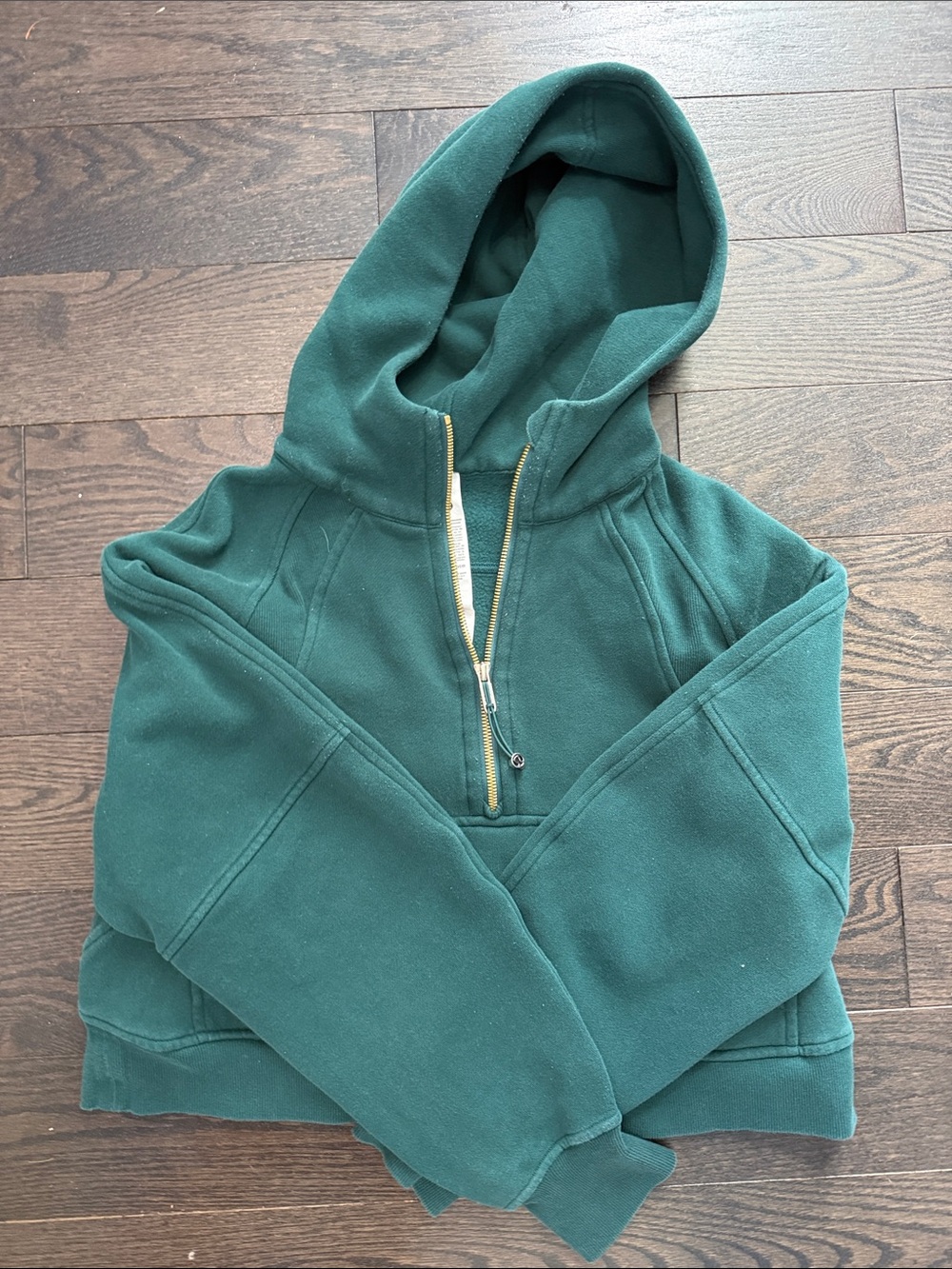 Forest Green Half-Zip Lululemon Cropped Hoodie - Picture 1 of 3